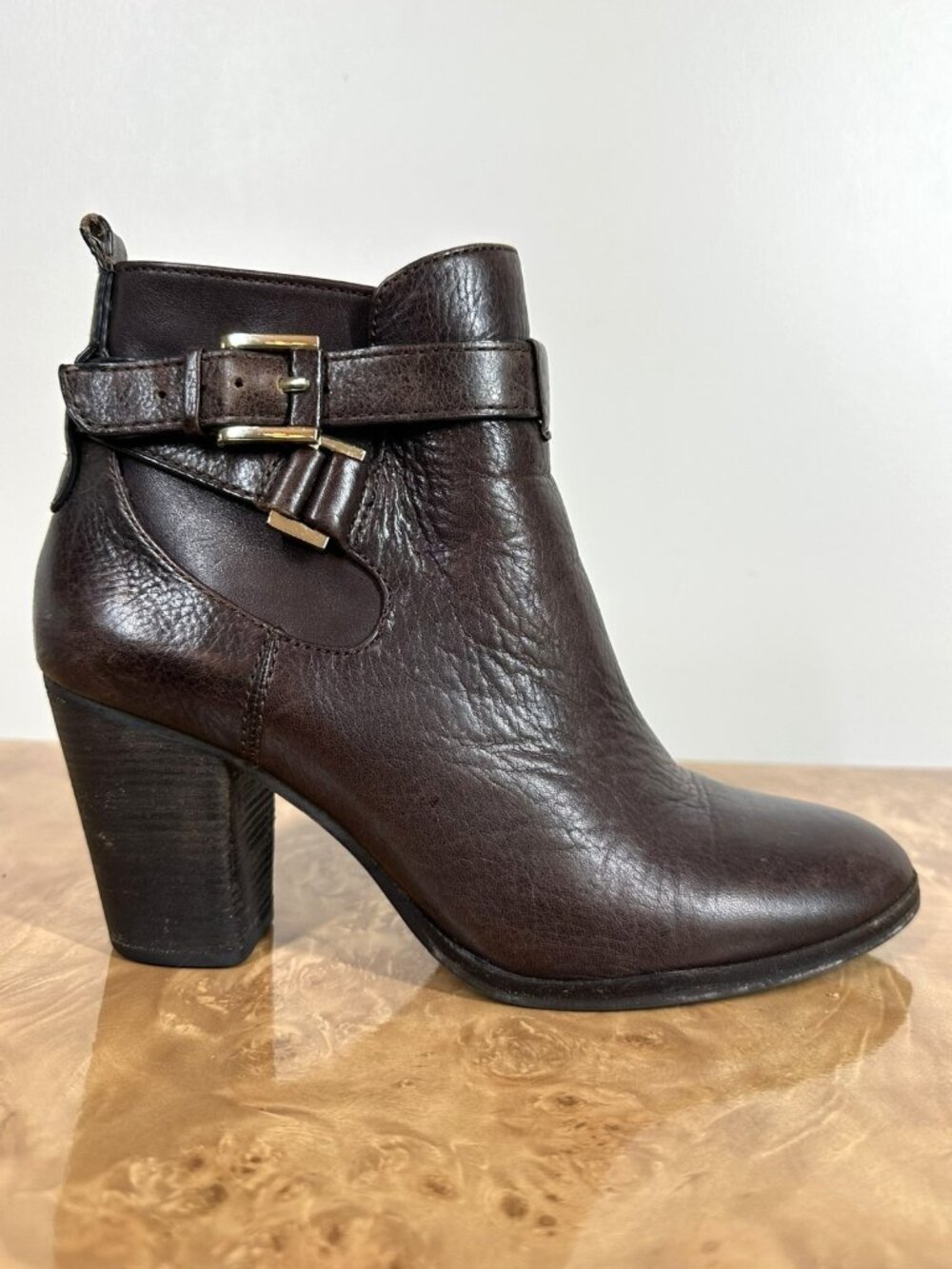Louise et Cie Vianne Brown Leather Buckle Ankle Boots Booties 7M